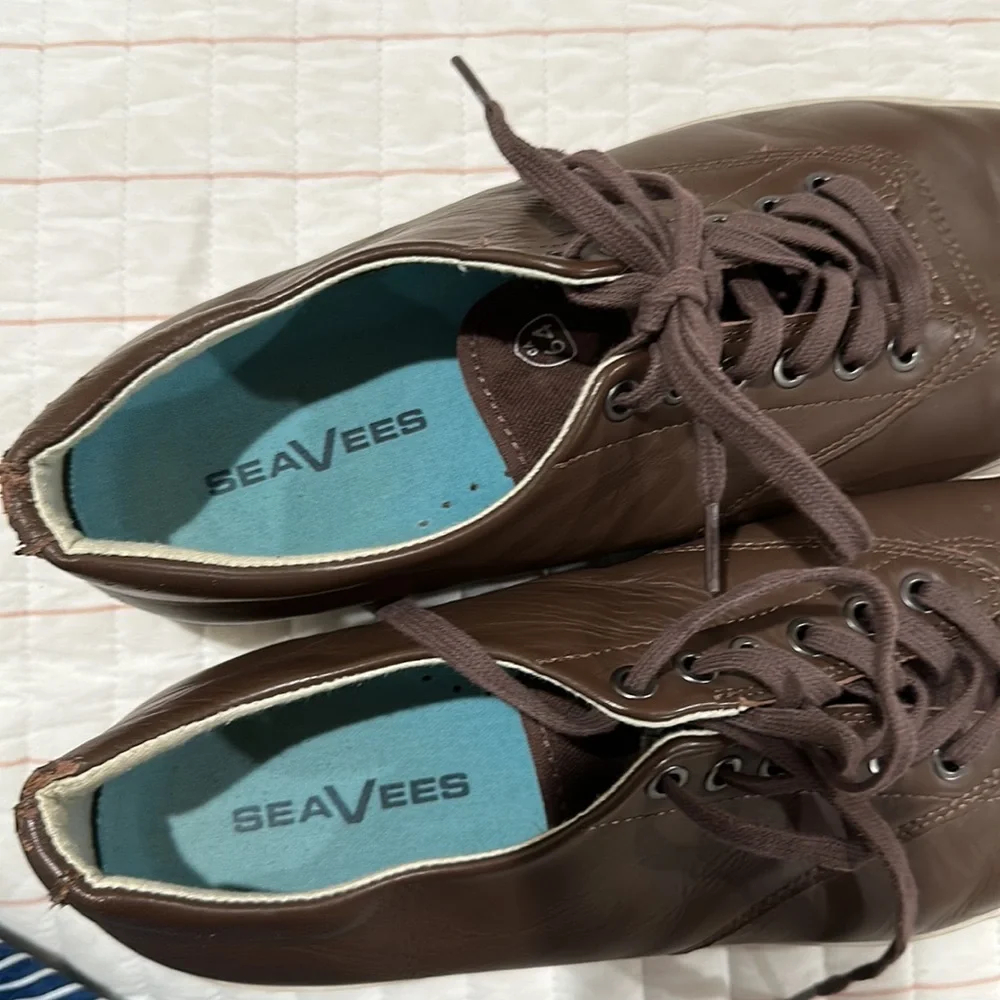SEAVEES Hermosa Plimsoll Leather Brown Lace Up Sneakers Shoes Sz Mens 13…